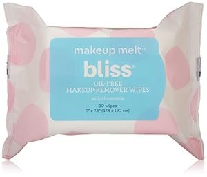 Bliss Makeup Melt  Oil-Free Makeup Remover Facial Wipes  Ultra-soft w/Chamomile  Safe for Sensitive Eyes & Contact Lens Wearers   Paraben Free, Cruelty Free  30 Count