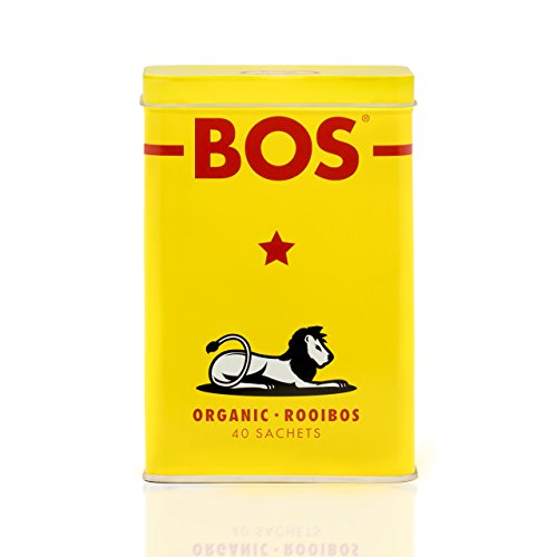 Red Rooibos Tea in Unbleached Tea Bags ~ Organic, Natural, Caffeine Free &amp; Delicious, Rich in Antioxidants, Electrolytes &amp; Minerals, Sustainably Produced in South Africa, 40-Pack TIN by BOS