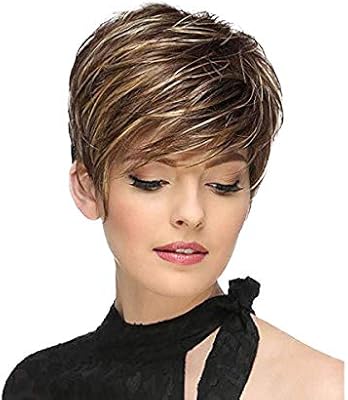 8haowenju Fashion Gold Short Straight Hair High Temperature Silk