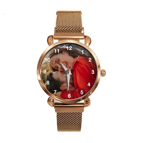 Kemedeaego Personalized Photo Watch for Women, Custom Picture Quartz Watch with Stainless Steel Band, Unique Gift for Family, Friends, Graduation, Birthday, Anniversary