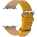 Fullmosa Leather Bands Compatible with Apple Watch Band 49mm 46mm 45mm 44mm 42mm for Men Women, Top Grain Genuine Leather Strap for iWatch Ultra 2/Ultra/10/9/8/7/6/5/4/3/2/1/SE2/SE, Yellow/Silver
