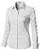 CLOVERY Women's Basic Stretchy Cotton Button Down Shirts White M
