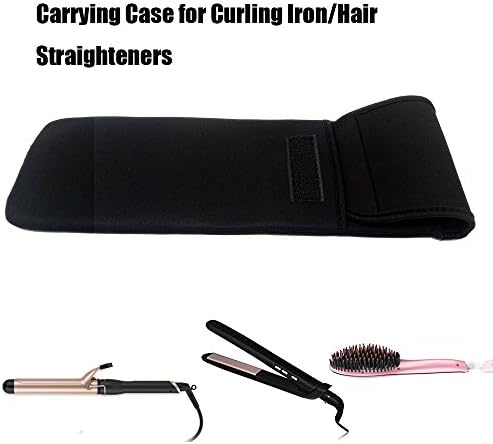 INGLY Portable Heat-Resistant Pouch for Curling Iron/Flattening Iron Water-resistant Soft Neoprene Case Heat Shield Bag with Velcro for Curling/Hair Drier/Hair Straightener