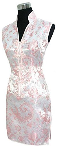 CK sky Women's Chinese Satin Mini Cheongsam Qipao Dress