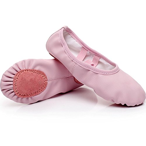 Leather Ballet Dance Split-Sole Slipper Shoes for Toddler Girl Kid Women (Toddler 9 M/EU 25, Pink) - Thumbnail 7