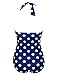 Cocoship 50s Retro Vintage Floral Print White Polka One Piece Swimwear Monokinis(FBA)