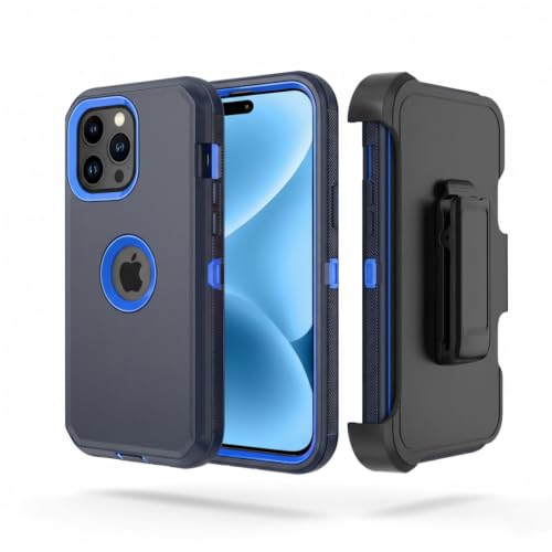 SHLLAR Phone Case for iPhone 15 Pro Case,Heavy Duty Hard Shockproof Armor Protector Case Cover with Belt Clip Holster for Apple iPhone 15 Pro 6.1 5G 2023 Phone Case (Navy Blue) at Amazon