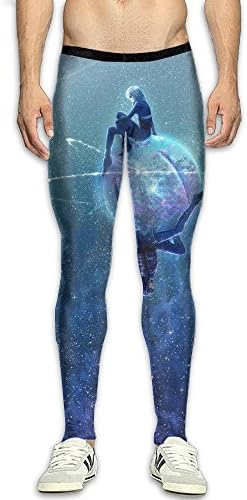 EWUYBZ Men's Compression Pants Baselayer Running Tights Two Different Sides 3D Print Fitness Sports Leggings