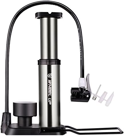 WHEEL UP Mini Bike Pump Tyre Bicycle Floor Pump Portable With Gauge 120 PSI Ultra-light Compact and Light Superior Quality and Performance for Road,Mountain and BMX Bikes(Silver)