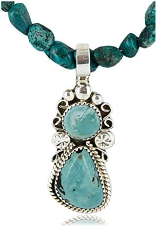 オンラインショッピング 500小売タグハンドメイドauthentic Made Byロバート Navajoシルバー天然ターコイズ ネイティブアメリカンネックレスペンダント Little