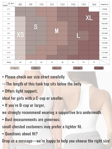 Danysu V Neck Racer Back Tank Top for Women Padded Ribbed Long Tank Fitted Basic Cami Tops