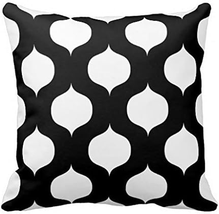 Home Decor Personalized Retro Art Print Moroccan Trellis Pattern In Black And White Pillow Cover 16x16 (two sides)