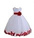 ekidsbridal Wedding Pageant Flower Petals Girl White Dress with Bow Tie Sash 302a
