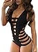 HOTAPEI Women's Bandage One Piece Swimsuits Cut Out Bathing, Black, Size 12.0