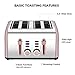 4 Slice toaster, Extra Wide Toaster 4 Slice Stainless Steel with Defrost/Reheat/Cancel/Quick Buttons 7 Browning Settings, 1400W, Rose Gold