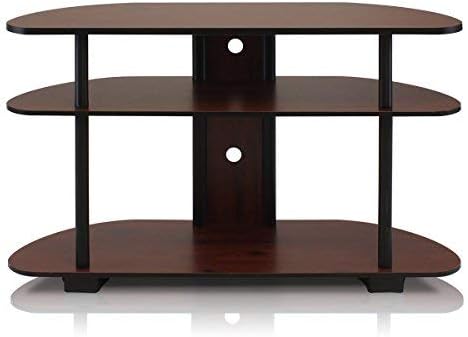 FurinnoTurn-N-Tube 3-Tier TV Entertainment Center, Dark Cherry/Black