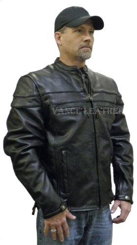 Vance Leather Men's Racer Jacket with Vents