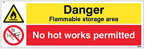 Caledonia Signs 14562M Sign, Danger Flammable Storage Area No Hot Works