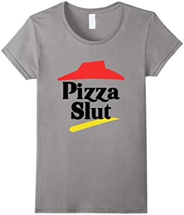 Women's Pizza Slut Tshirt Small Slate
