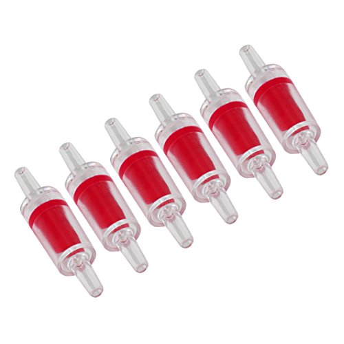 Haobase 6 Pcs Fish Tank Aquarium Red Clear Plastic Air Pump Check Valves