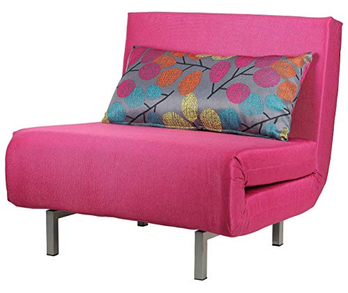 Cortesi Home Savion Convertible Accent Chair Bed, Oversized, Pink