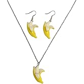 A-yeite Banana Earrings Necklace Jewelry Set for Women Cute Funny Lifelike Fruit Imitate Food Dangle Earring Necklace Summer Beach Jewelry