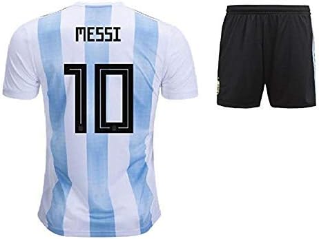 PARALLEL TIMES Argentina Jersey and Shorts World Cup with Messi Printed kit White/Blue(Argentina Jersey Messi Messi Tshirt)