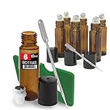 6 Pack Kit, Amber Brown Roller Bottles Set, 10