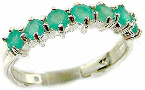 925 Sterling Silver Real Genuine Emerald Womans Eternity Ring