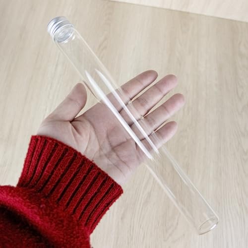 Jarvials 6 Pièces 90ml de Fiole en Verre Transparente de avec Couvercle en Aluminium, Tube a Essai Verre, Etc, Approprié à La Décoration de Laboratoires Scientifiques (6,90ml)