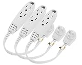 Aurum Cables 1-Foot 3 Outlet Extension Cord Indoor/Outdoor Extension Cord 16AWG 3 Pack - White - UL Listed