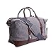 Oflamn Large Canvas Leather Weekender/Overnight Travel Duffel Bag