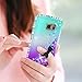 LeYi Compatible with Galaxy S6 Case with 2 Tempered Glass Screen Protector for Girls Women, Glitter Sparkle Diamond Quicksand Phone Case for Samsung Galaxy S6, Teal/Purple