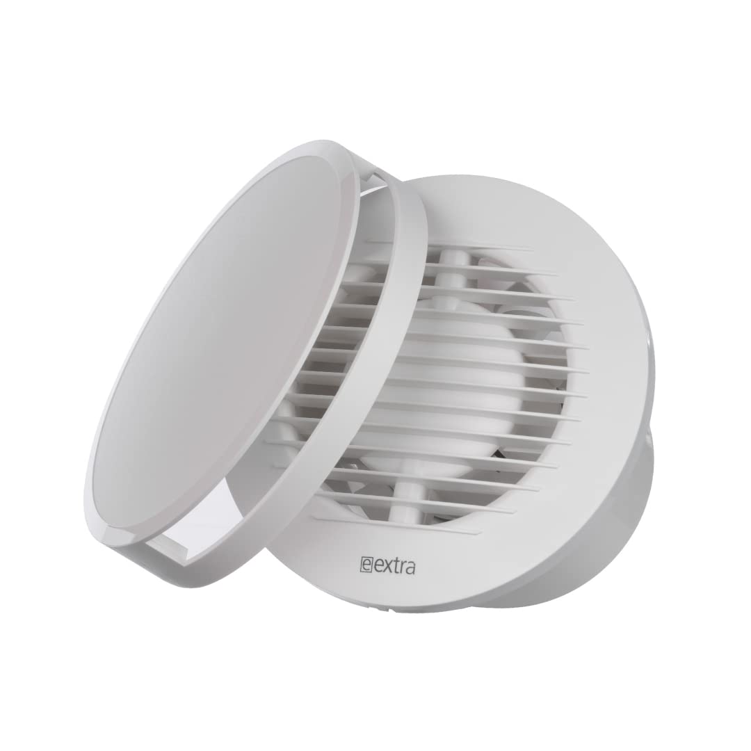 EUROPLAST Diameter 100mm Bathroom Extractor Fan with Timer and Humidistat Round - 4 inch Extractor Fan Bathroom Humidity Sensor with a Front Panel - White Ceiling and Wall Mounted Fan