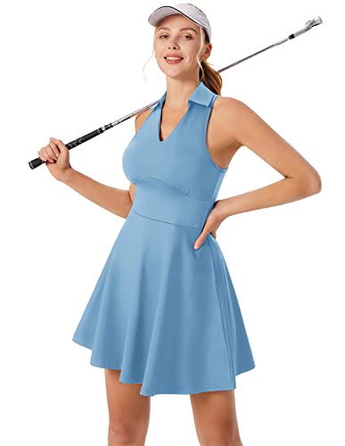 JACK SMITH Women\'s Athletic Dress UPF 50+ Golf Tennis Dresses for Women with Built-in Bra & Shorts Quick Dry XL Blue