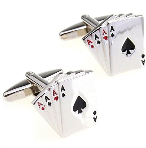 Amazon カフスボタン トランプ フォー エースカード カフス Aカード エースカード 4aポーカー シャツ ビジネス 高級 シルバー 結婚式 会議 パーティ 記念日 誕生日 スーツ ジャケット Yシャツ カフス 通販