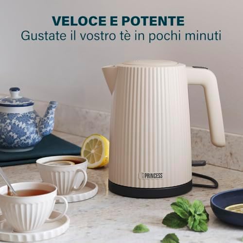 Bollitore Wave, 1,7L, 360° senza fili, 2200W, BPA-free, protezione surriscaldamento e secco, indicatore livello acqua, filtro rimovibile, spegnimento automatico, cavo 0,7m, 236048