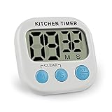 IEKA Digital Kitchen Timer,Minute Second Count Up Countdown,Digital Loud Alarm Timer with Large LCD Display and Premium Magnetic Backing(White)