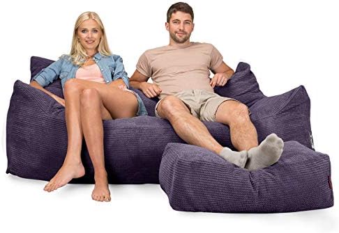 Lounge Pug Cloudsac 1200 Zitzak Bank Met Vezel Latex Vlokvulling Pompom Paars