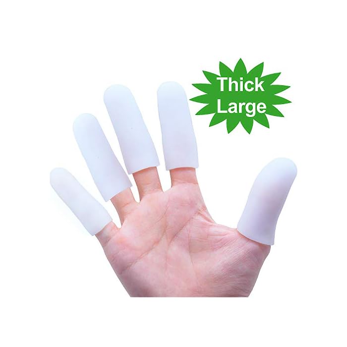 Povihome 10 Pack Finger Protectors, Silicone Finger Sleeves (Thick and Large), Finger Cots to Protect Cracked, Peel…