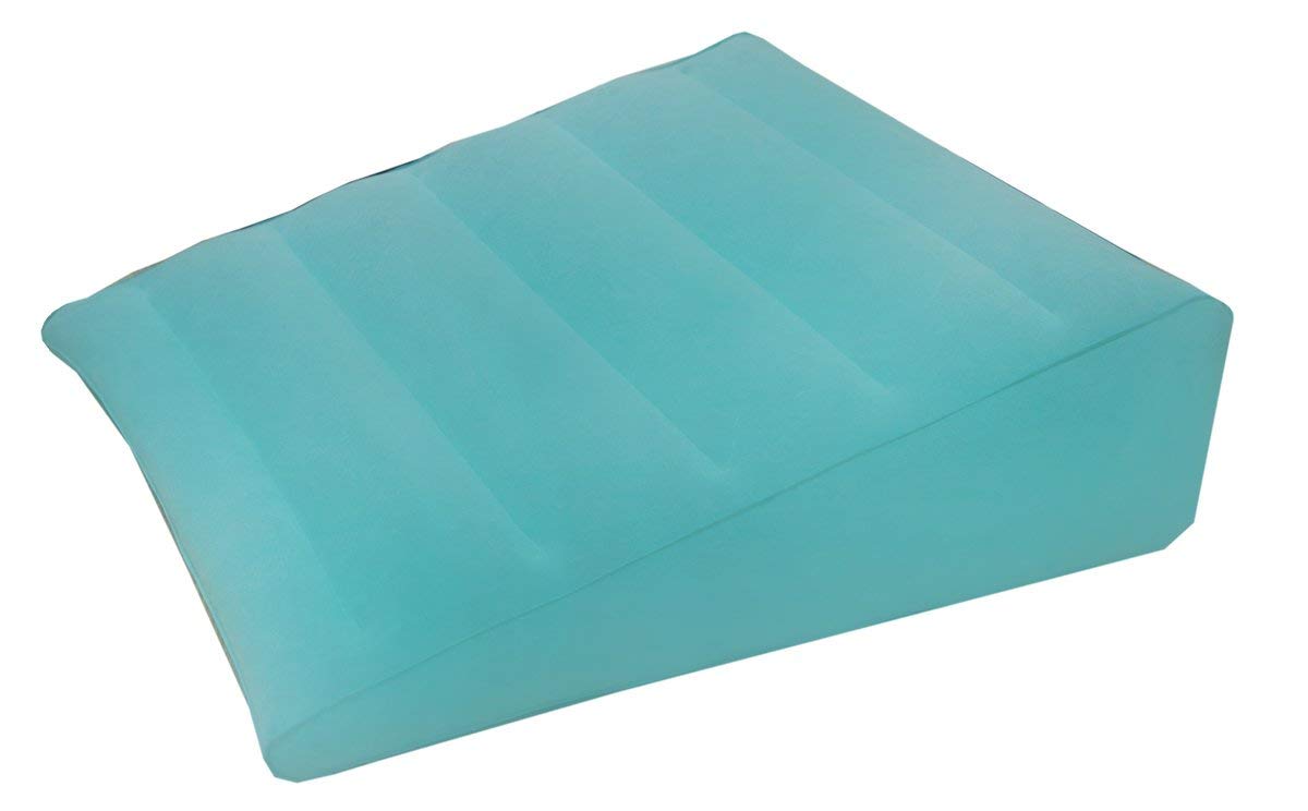 ObboMed HR-7510 Inflatable Portable Bed Wedge Pillow with Velour Surface for Sleeping, Travel, Vacation - Horizontal Indention to Prevent Sliding - Size S : 58 x 57 x 4-19cm