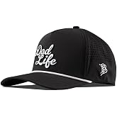 Branded Bills Dad Life Script Curved 5 Panel Hat for Men | Raised PVC rubber patch, breathable perforated side panels, Adjustable Rope Golf Hat Snapback