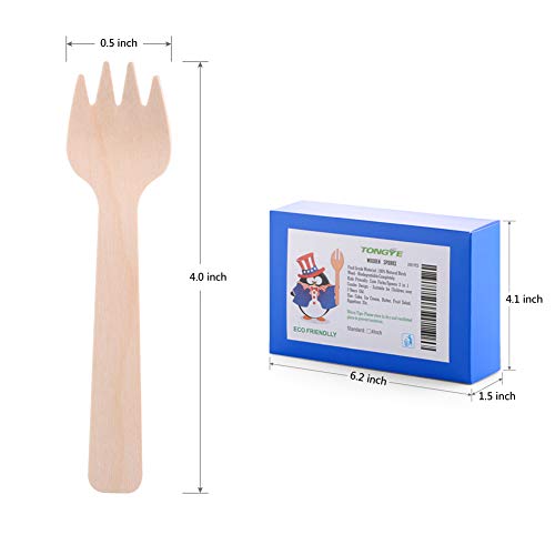Mini Wooden Sporks, Cute Forks/Spoons 2 in 1 Combo - Scooping Soft Foods: Cake, Ice Cream, Butter, Fruit Salad, Pasta, and Appetizer. Disposable Bamboo/Wood Party Tableware. (4 Inch, 200 PCS) - Thumbnail 4