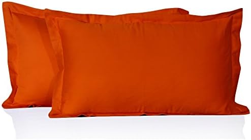 Solid Pattern 2 Pcs Pillow Shams 600 Thread Count 100% Egyptian Cotton ( King ,20 x 40 Inch ,Orange)