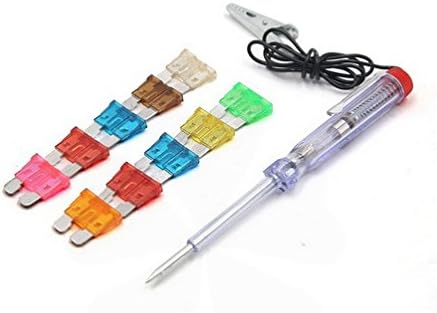 Fuxell Testers DC 6V 12V 24V Car Continuity Test Light Voltage Circuit Tester w 10pcs Blade Fuse