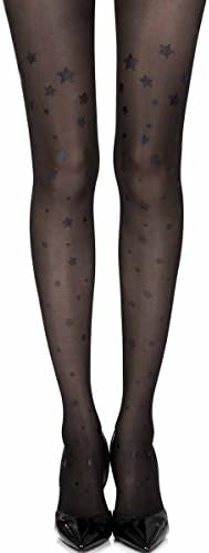 Star Light Street Style One-Size Sheer Print Tights by Zohara Tights