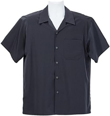 CalTopUsa ALLBrand Men's Short Sleeve Solid Button-Down Camp Shirt (5X-Large, Charcol)