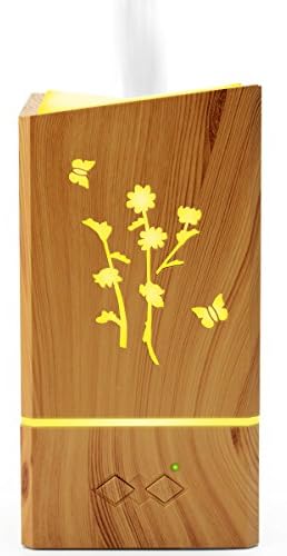 Ultrasonic Aroma Humidifier 200ML 3 in 1 Cool Mist Humidifier Aromatherapy Wood Grain Essential Oil Diffuser With 6 Color LED Lights Changing for Home,Office,Car,Yoga, Perfect Gift (wood grain) MESKI