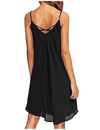 Romwe - Vestido de mujer con tirantes de espagueti ajustables, sin mangas, informal, suelto, para playa