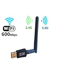 Adaptador inalámbrico USB WiFi de 600 Mbps de doble banda (2,4 Ghz 5,8 Ghz) para portátil y escritorio (802.11N G B AC Antena de red Lan Card para Windows XP Vista 7 8 10, Mac OS y Linux)